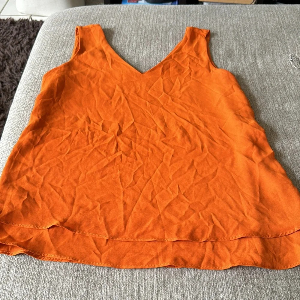 Orange Ann taylor factory xs tank top double hem flowy - Picture 3 of 10